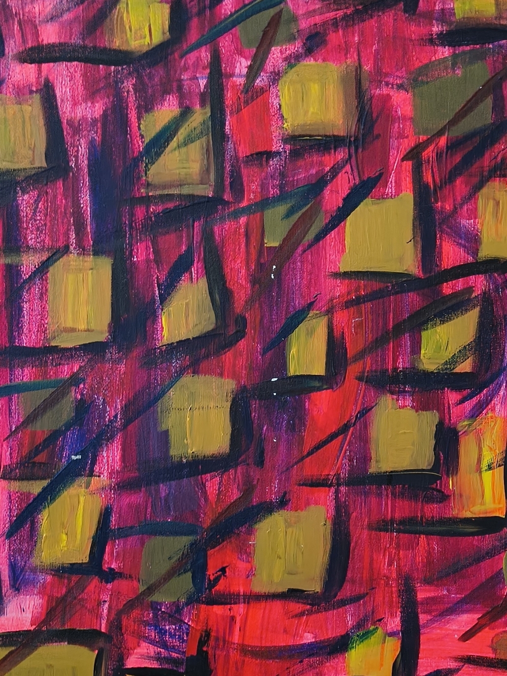 Abstract Print in Pink & Yellow